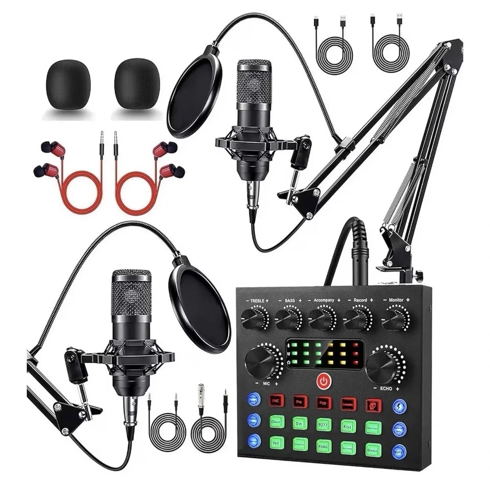 Upgraded Podcast Equipment Bundle For 2 Podcasting Equipment With BM-800 Microph